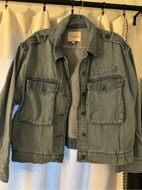 Lucky Brand Faded Blue Denim Jacket with Red Logo Tag